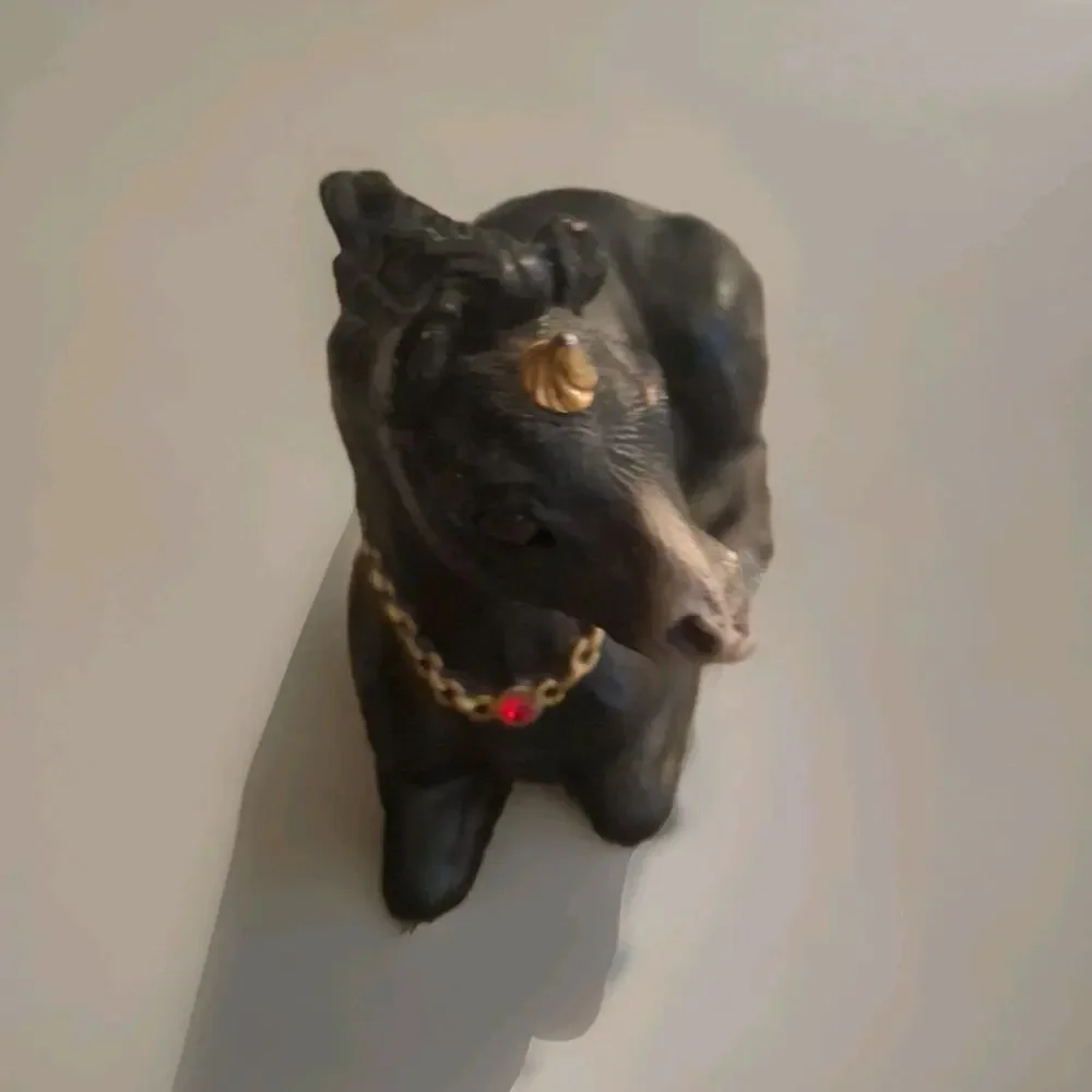 Black Foal Unicorn / Windstone Editions Pena 1990 Gold Plated Horn Ruby Necklace